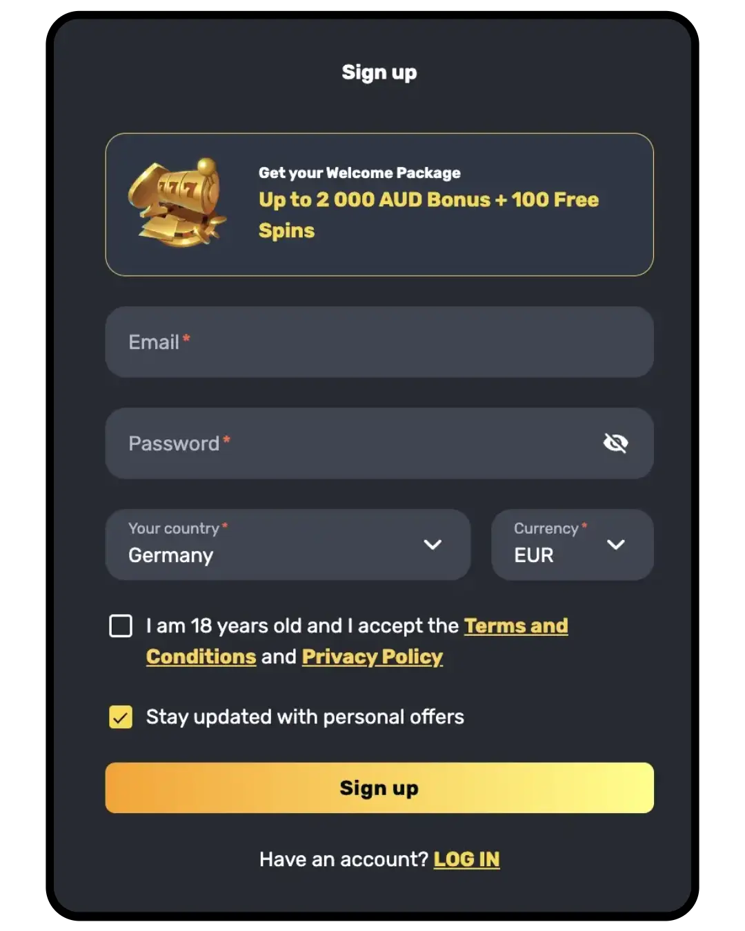  Create an Account at Rocket Play