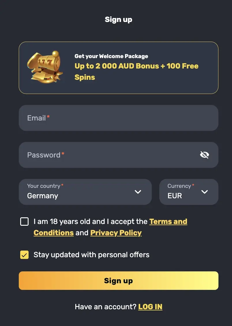 RocketPlay Registration