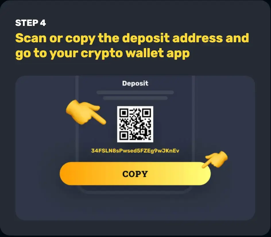 Step 4: Scan or copy the deposit address.